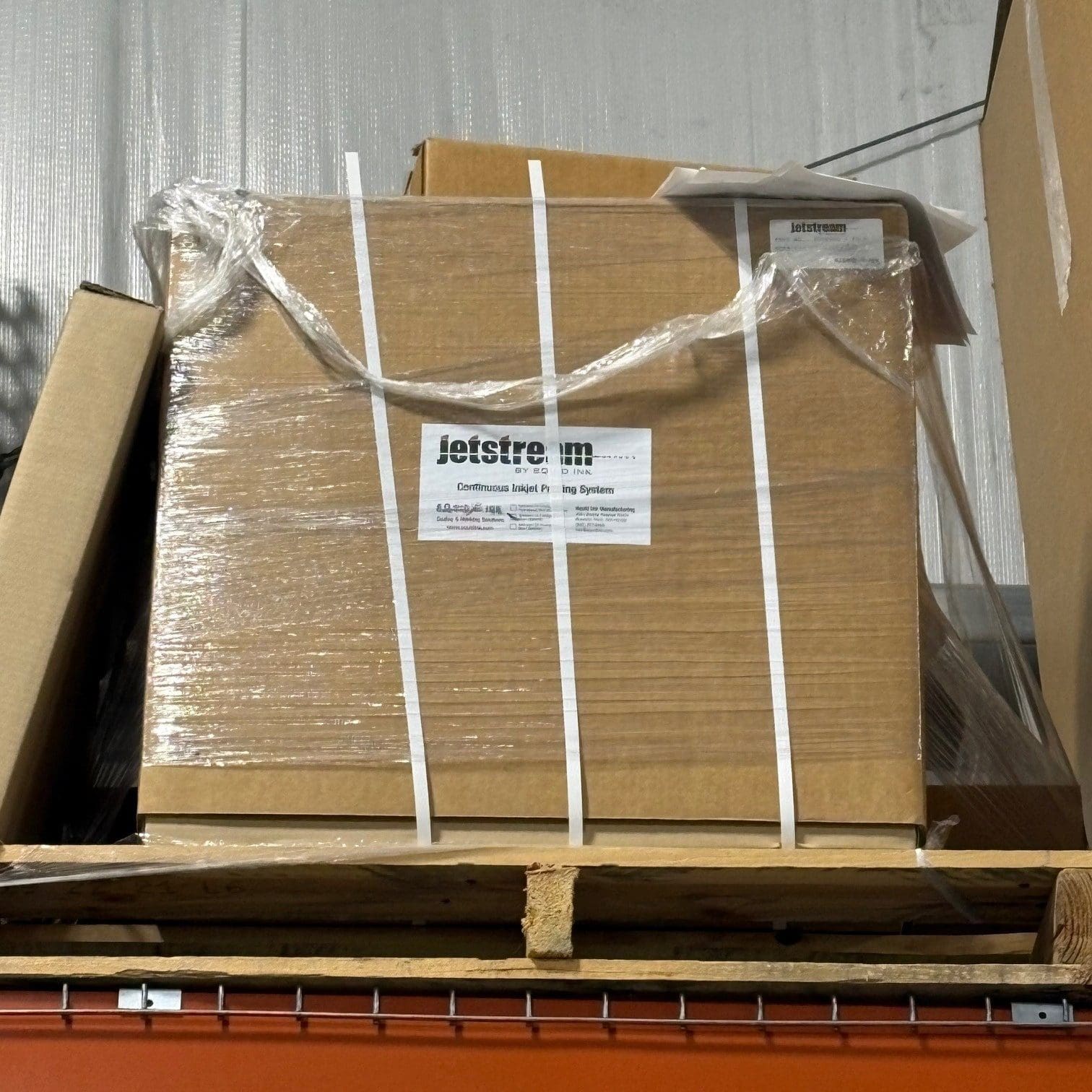 A Jetstream inkjet printing system wrapped on a pallet