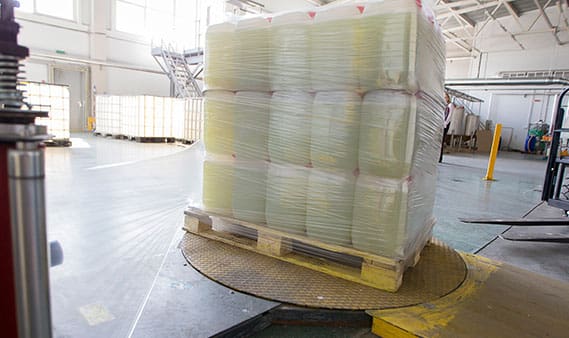 Plastic jars wrapped in cellophane
